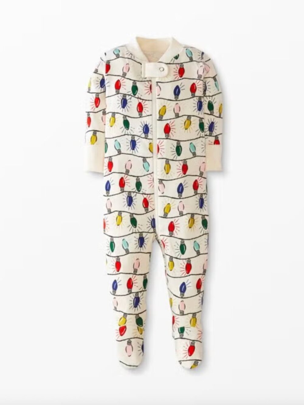 Hanna Andersson Baby Holiday Print Zip Footed Sleeper Bright Bulbs Size 12-18mo